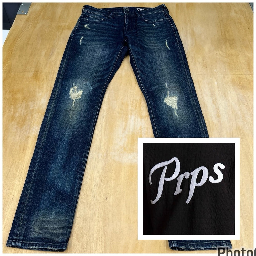 PRPS Le Sabre Jeans Mens 31x34 Slim Fit Tapered Leg Distressed‎ Denim Stretch